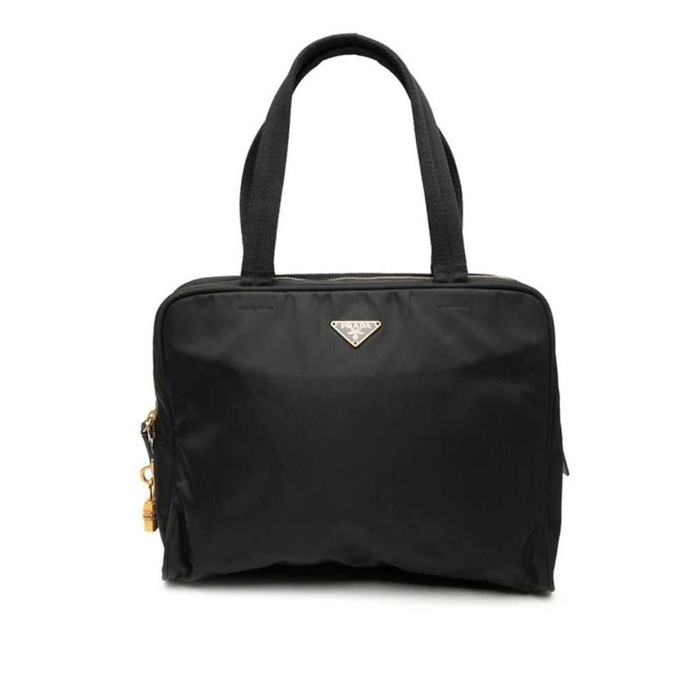 Prada Triangle Plate Tote Bag Shoulder Black